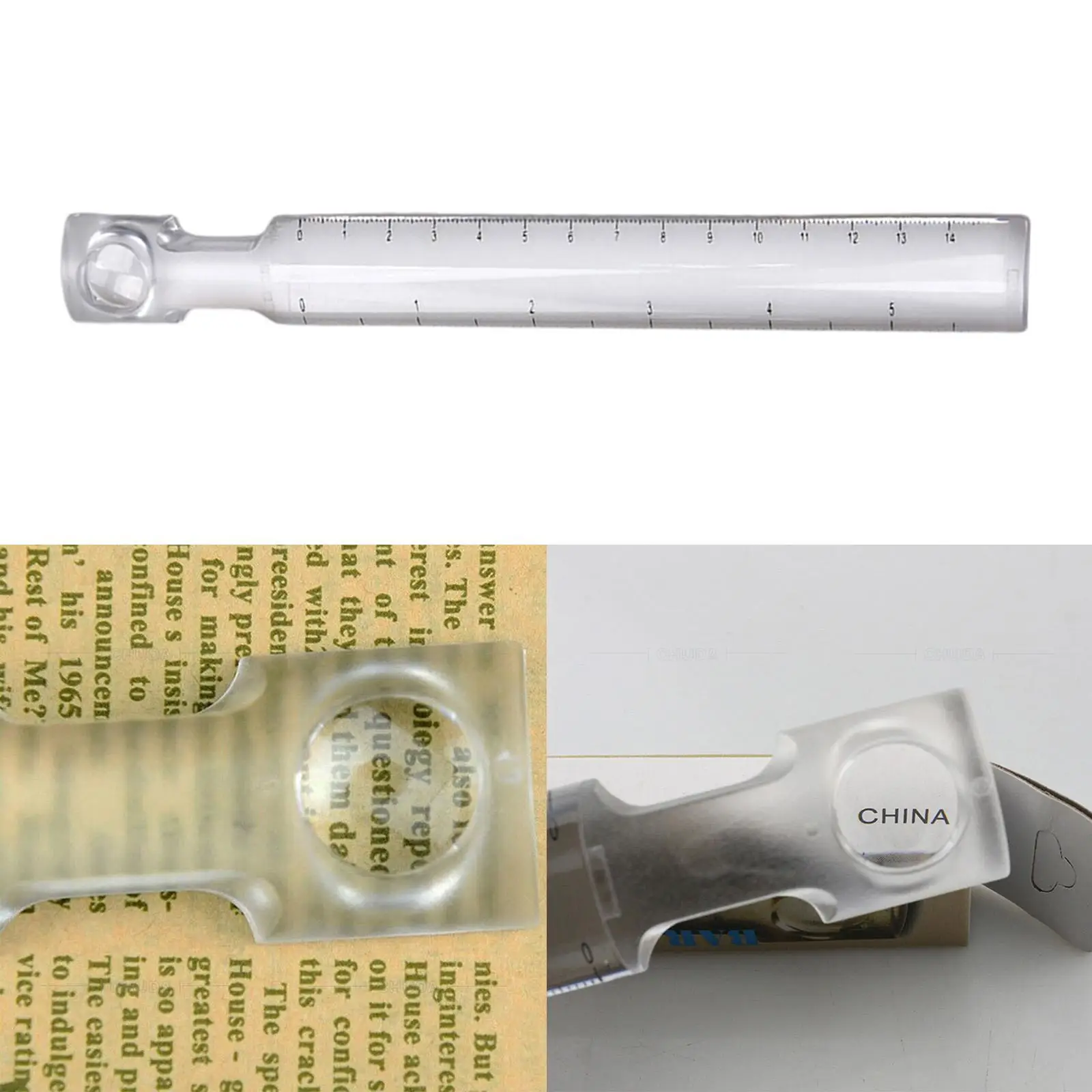종이, 문서, 라벨 사무용품 읽기를 위한 투명 돋보기 눈금자