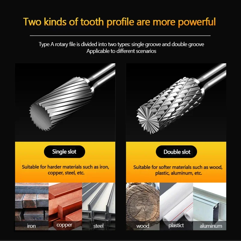 Carbide Rotary File JINRUI Tungsten Steel Milling Cutter Metal Woodworking Grinding Head Electric Grinding Head 6mmAFC type