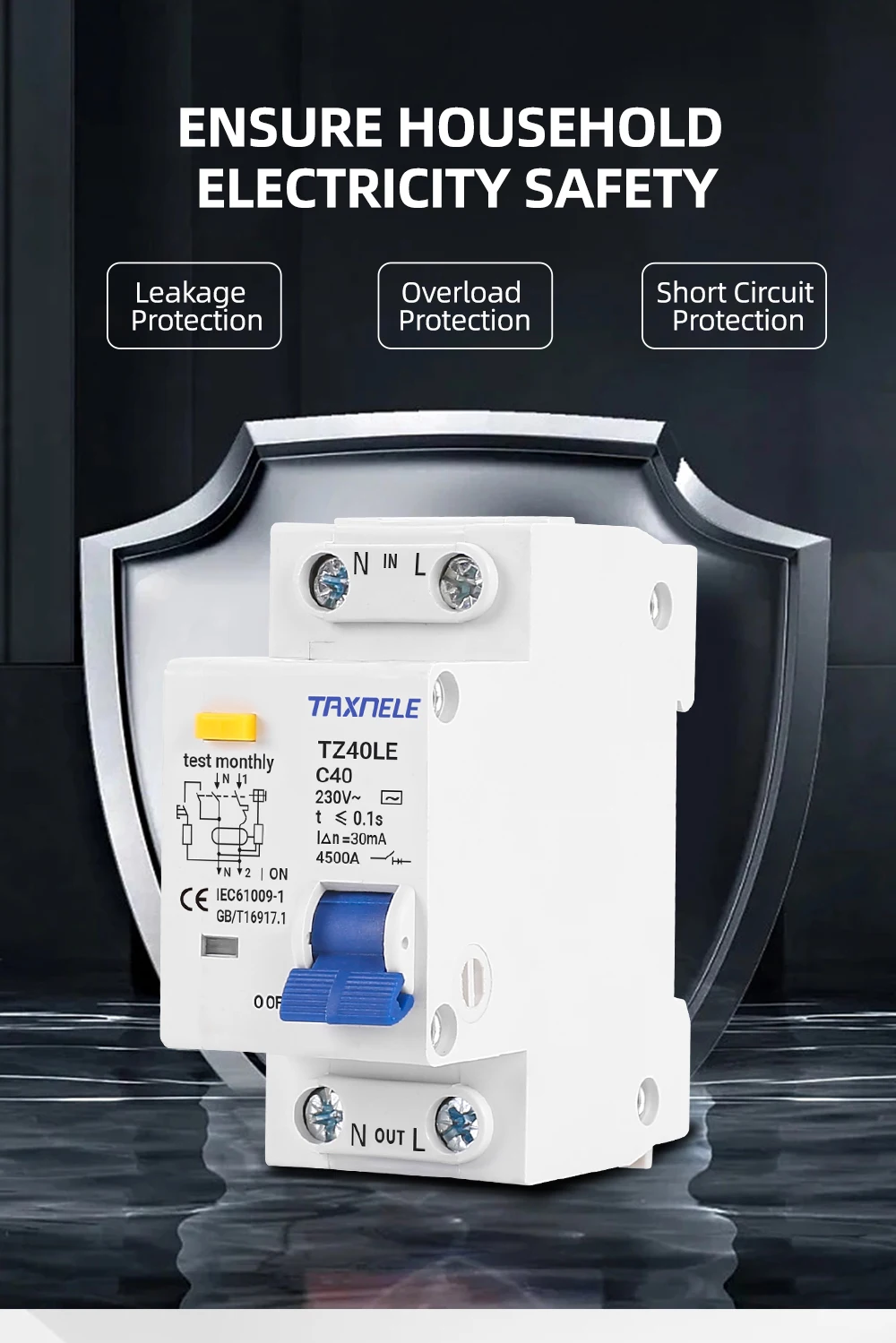 1 個 DPNL DZ30L 230V 1P+N 残留電流サーキットブレーカー、過およびショート漏れ 1 個 DPNL DZ30L 230V 1P+N 残留電流サーキットブレーカー、過およびショート漏れ保護付き RCBO MCB(32