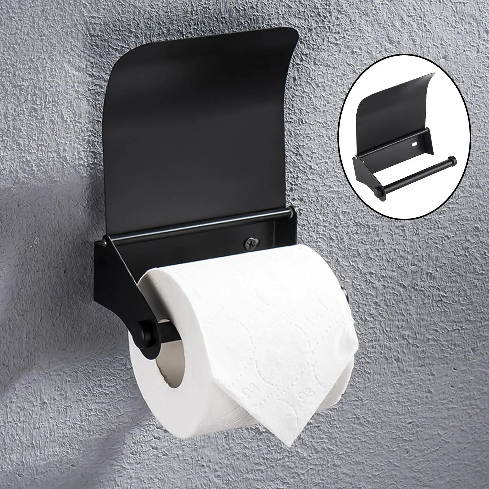 Portarotolo Carta Igienica Autoadesivo Nero | In Lega Di Alluminio | 18 Cm | Montaggio A Parete O Con Vite - 4
