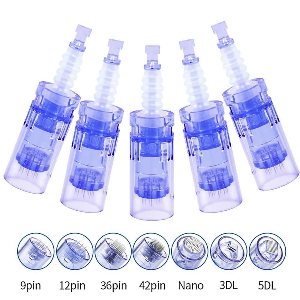 Microneedle Therapy System 10PCS Microneedle Therapy System with 12/36/42 Nano 3D Microneedling Cartridges Bayonet Pen for Facial Derma Needling Skin Care