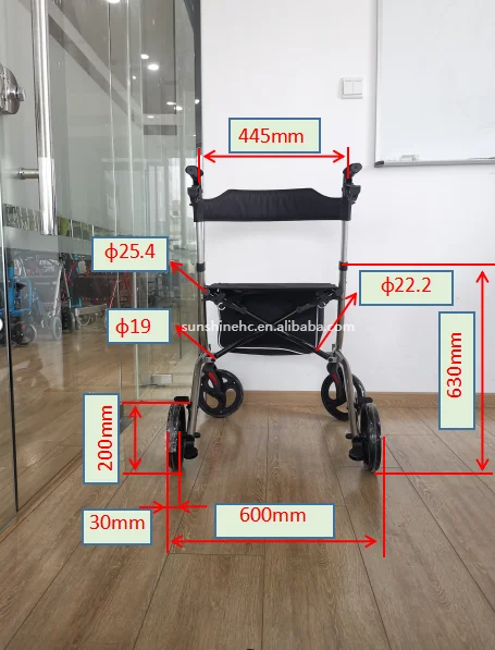 RO534 Light Weight Medical Walker Aluminum Cross Frame Rollator With Seat For Elderly People Rollator