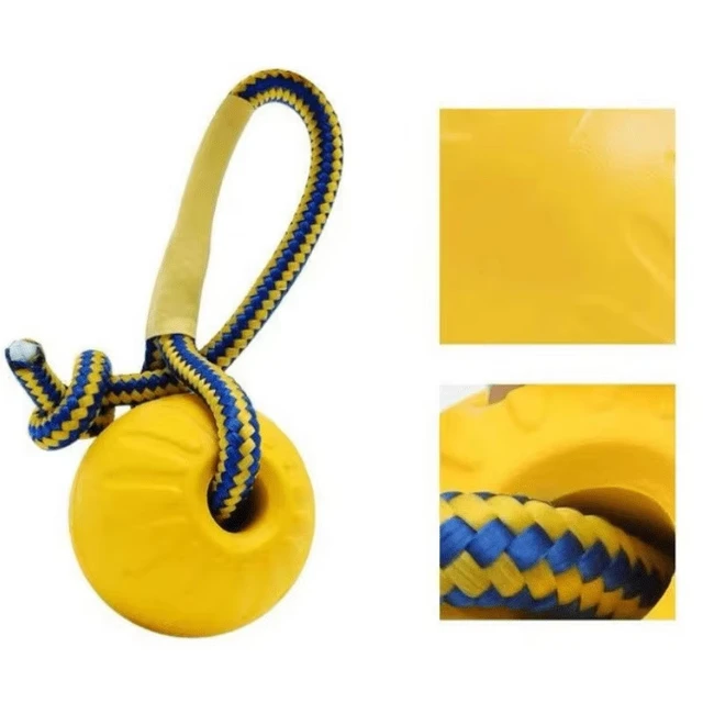 1pc Teeth Indestructible Bite Rubber Puppy Funny Training Ball Chew Toys Play Fetch Solid with Carrier Rope Pet Dog Toy 3