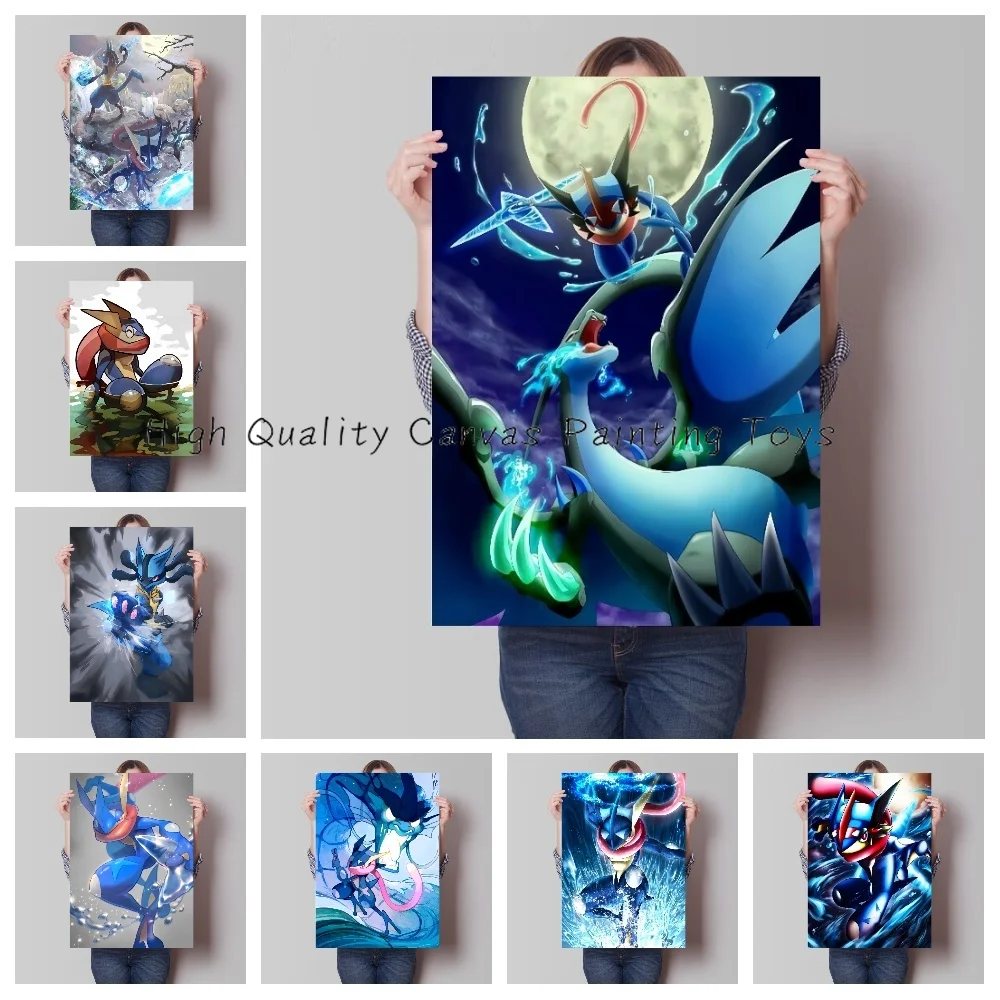 

Vintage Abstract Poster Personalised Anime Figures Greninja Pokemon Art Background Wall Mural Home Room Decor Child Gifts