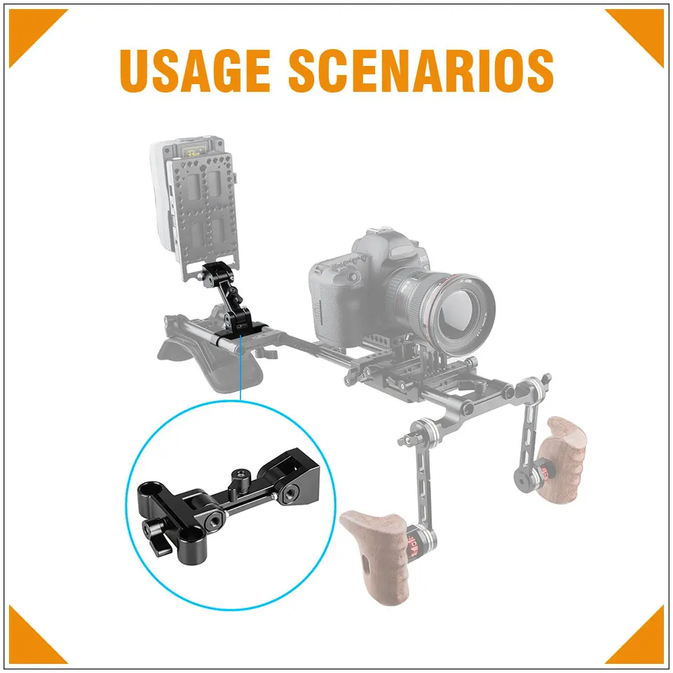 Adjustable Monitor Support Bracket With Dual 15mm Rod Clamp For Camera Monitor C
