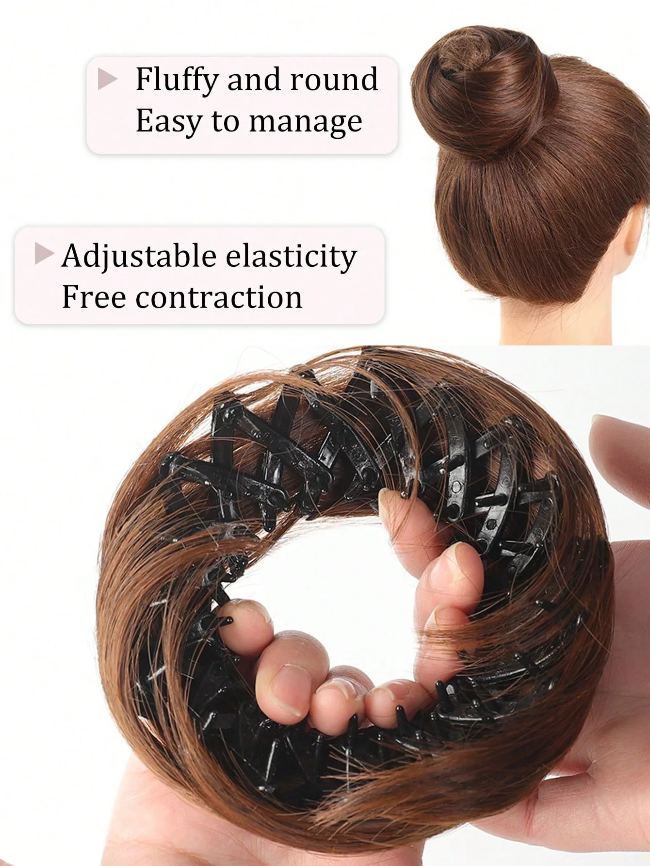 Adjustable Synthetic Bun Ponytail Wig For Women Magic Bird's Nest Shaped Hair Bun With Circle Elastic Clips Straight Donut Updo