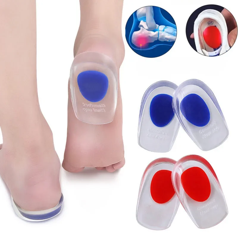 Silicone Gel Insoles Men Women Heel Cushion Insole Relieve Foot Pain Non-Slip Support Pad Invisible Inner Increase Insole 2Pcs shoe insoles orthopedic insoles shoe heel pads