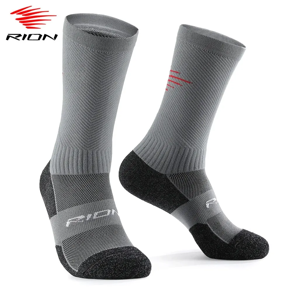 Cycling Socks RION Men Cycling Socks MTB Bicycle Mountain Bike Mid Calf Sock Hiking Running Basketball