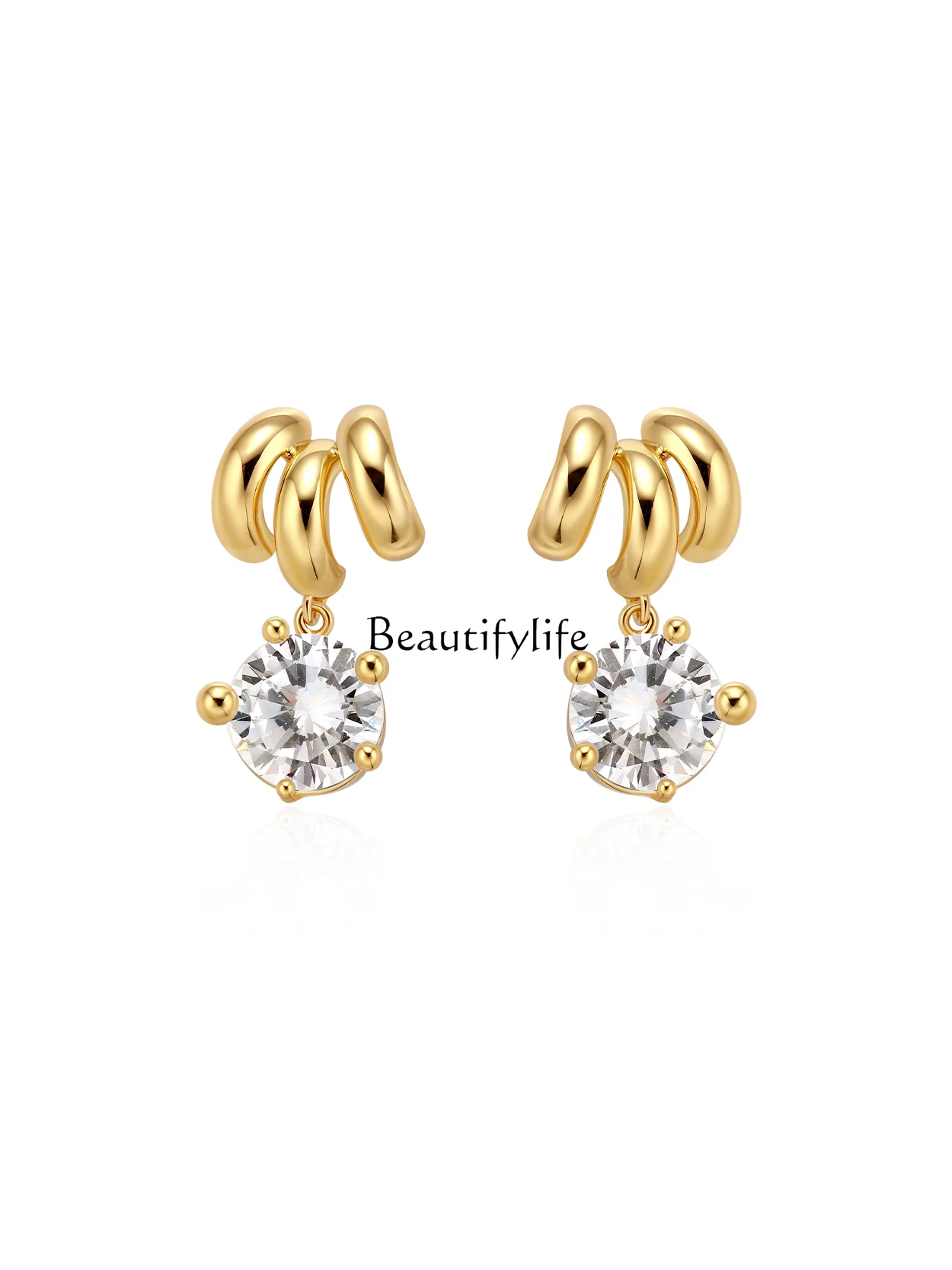 

Exaggerated High-Grade Light Luxury Mid-Ancient Gem Earrings to Make round Face Thin-Looked Earrings