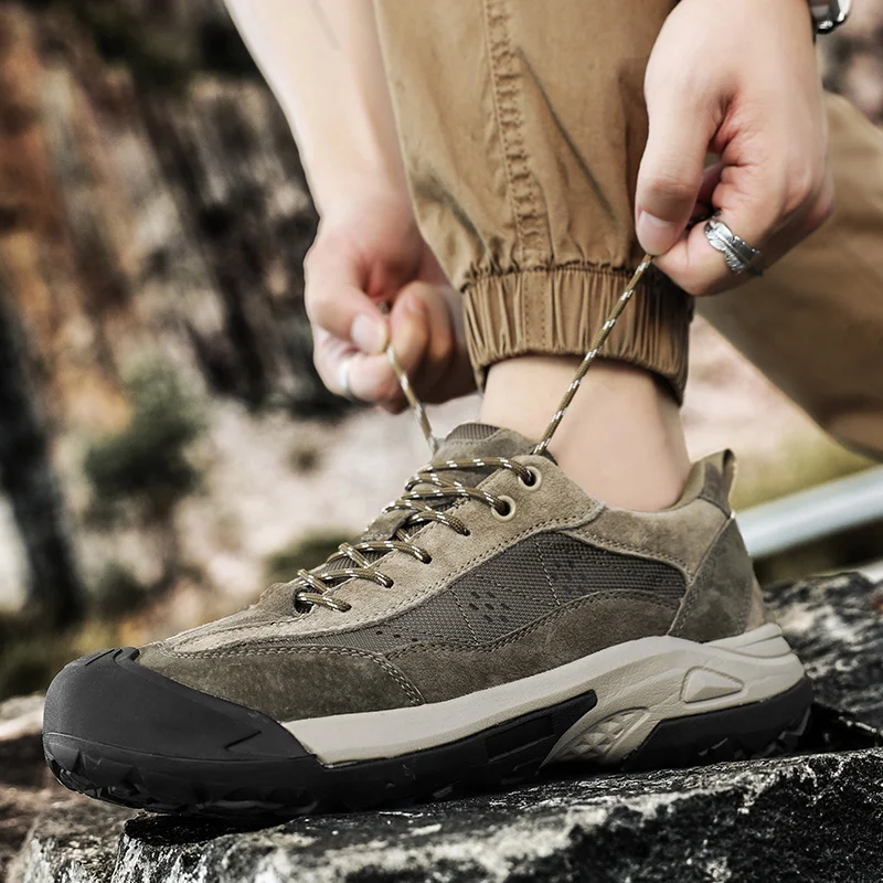 Golden Sapling 2025 Men's Casual Shoes Spring Summer Outdoor Hiking Sneakers Retro Splicing Leather Mesh Climbing Footwear Male 6