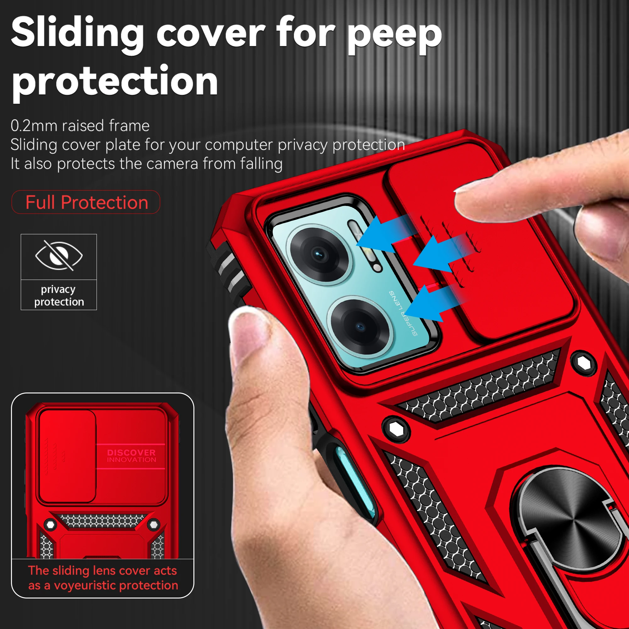 Redmi Note11e 용 링 스탠드 커버, 낙하 방지 카메라 보호 휴대폰 케이스, Redmi Note 11E Funda Redmi Note 11e Coque