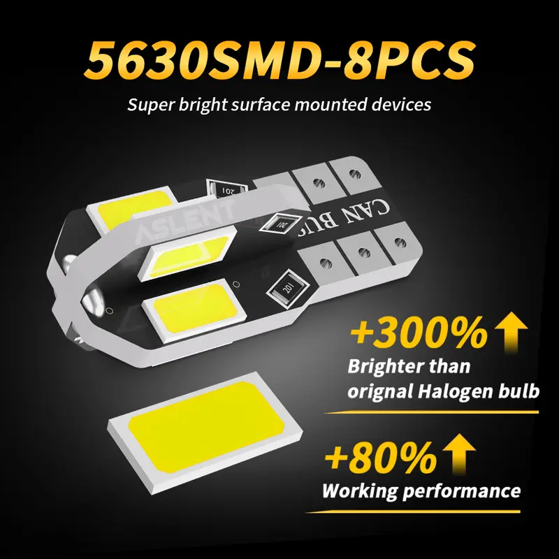 10x W5W T10 LED CANBUS No Error 5W5 12V 5W 600Lm Super Bright Car Interior Side Light 194 3030 SMD Auto Bulb White Amber Red - Image 2