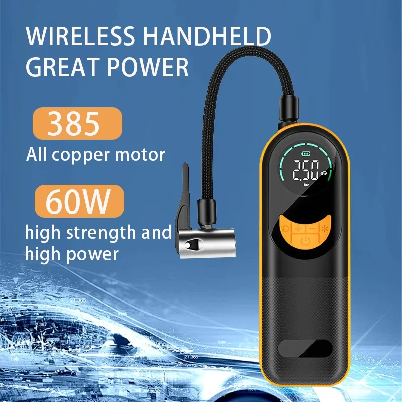 Smart Air Pump Portable LED Automatic Tire Inflator Compressor For Car Motorcycle Bicycle Digital Display with USB Charging