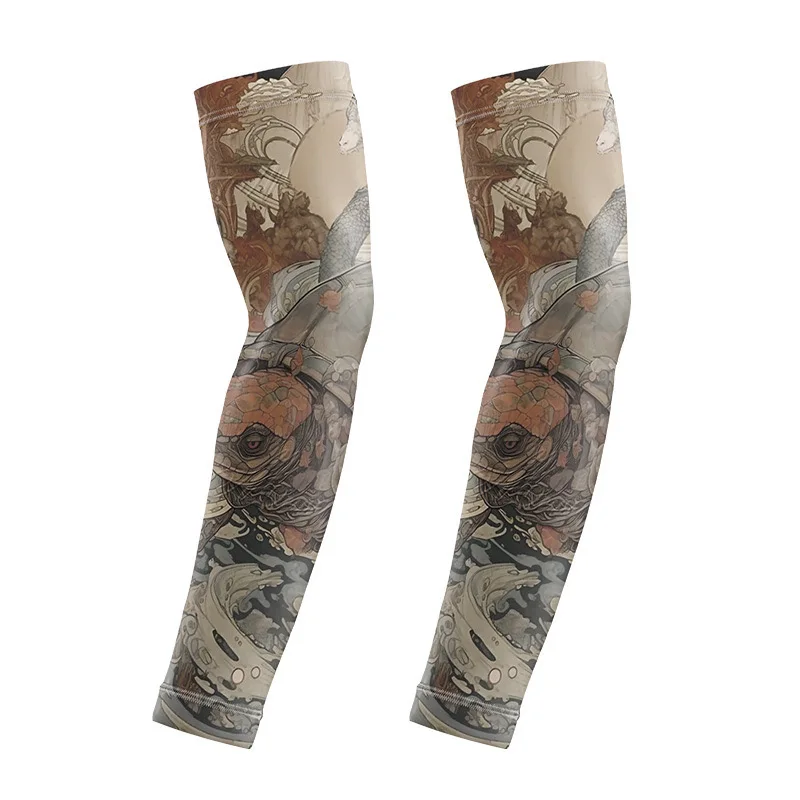 Summer men's ice silk cycling driver tattoo sleeve sunscreen outdoor motorcycle arm cover sun protection arm sleeves ice arm sleeves