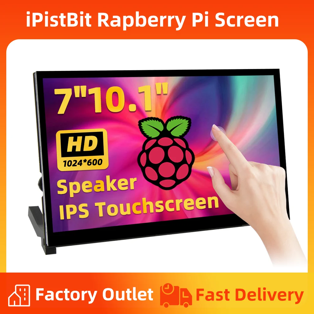 10.1 inch Capacitive Touchscreen IPS 1024&times;600 Dual Built-in Speakers HDMI Monitor Compatible Raspberry Pi touch screen display computer monitor computer secondary screen