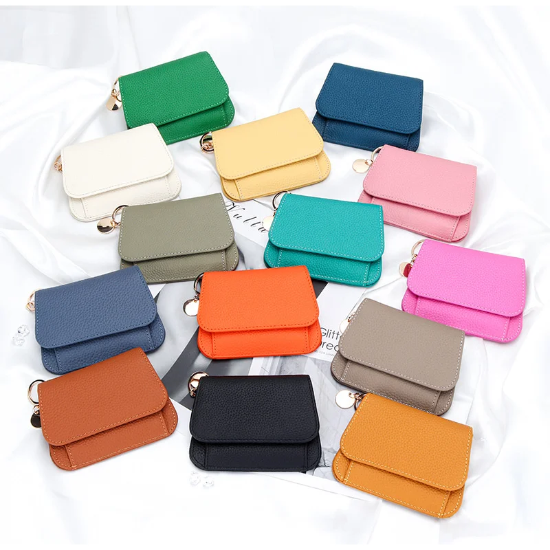 Portafoglio Donna In Vera Pelle Sottile Con Blocco RFID – Triplo Con Portamonete, Slot E Finestra, Verde Minimalista