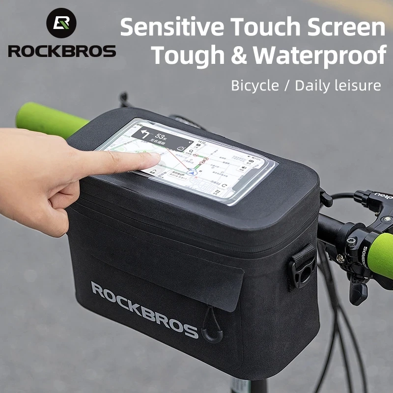 

ROCKBROS Bicycle Bags Cycling 4.5L Handlebar Touch screen Front Bag Waterproof Big Capacity Portable Shoulder Bike Accessories