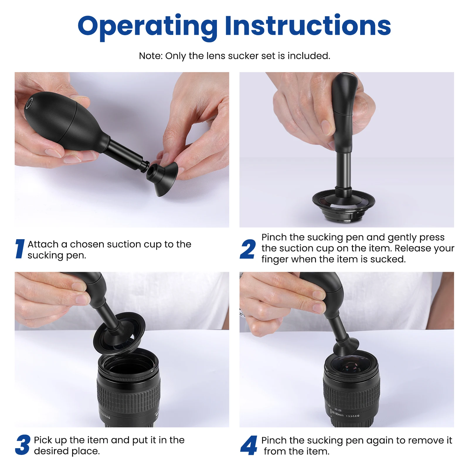 8-In-1 Lens Sucker Kit,IC Pick Up Vacuum Suction Pen with 7 Interchangeable Suct