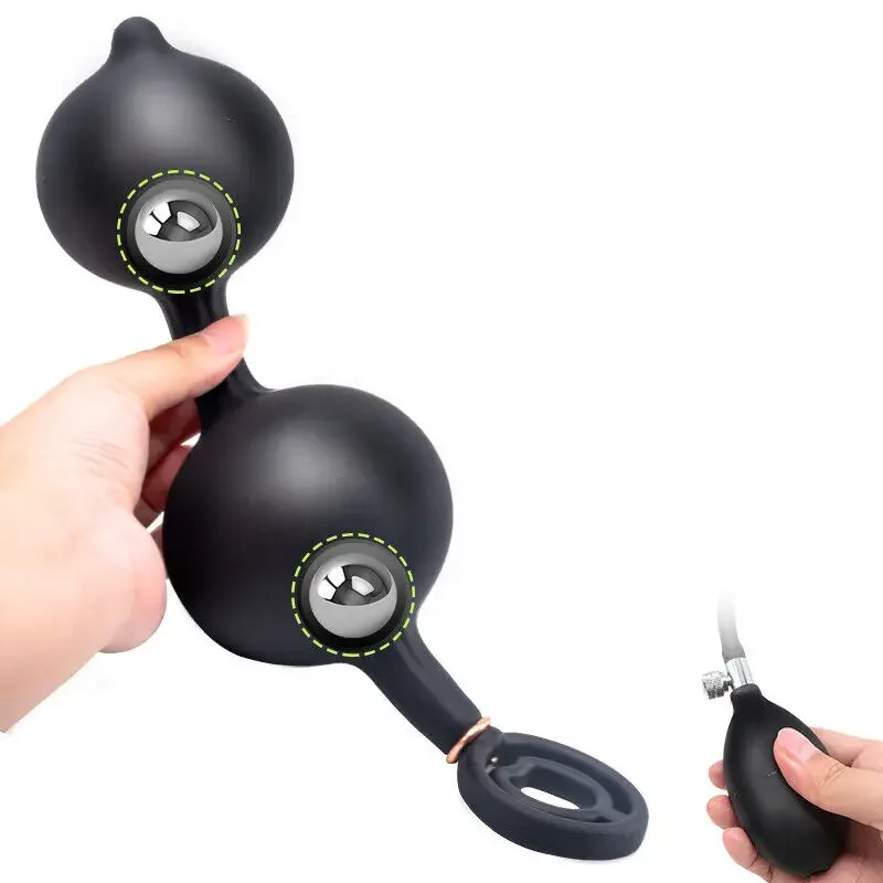Inflatable Anal Plug Built-in Steel Ball Huge Long Auns Masturbator Prostate Butt Massager G Spot Clit Stimulator Adult Sex Toy