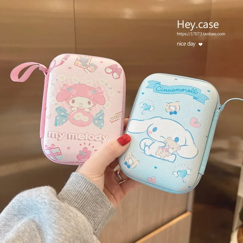 

Sanrio Anime Hellos Kitty Cinnamoroll My Melody Storage Bag Data Cable Charger Sorting Coin Purse Kawaii Storage Protective Case