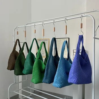 Borsa a Tracolla Intrecciata per Donne, Popolare in Europa e Stati Uniti, in Pelle PU Morbida, Borsa Sottobraccio da Donna