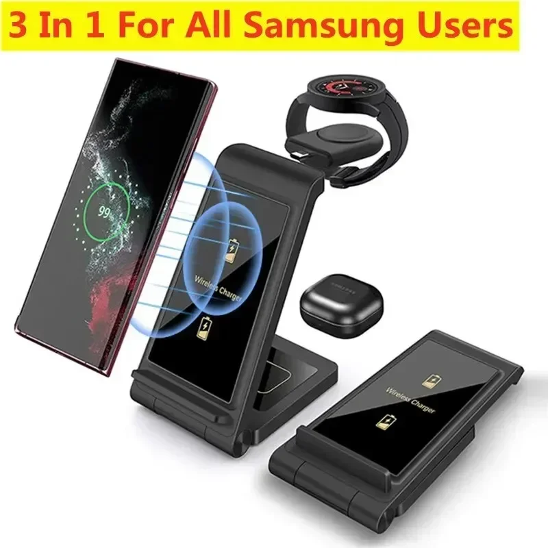 

3 in 1 Wireless Charger Stand 2024 New for Samsung S23 Ultra/S22/Note Fast Charging Station for Galaxy Watch 5 4 Active Buds