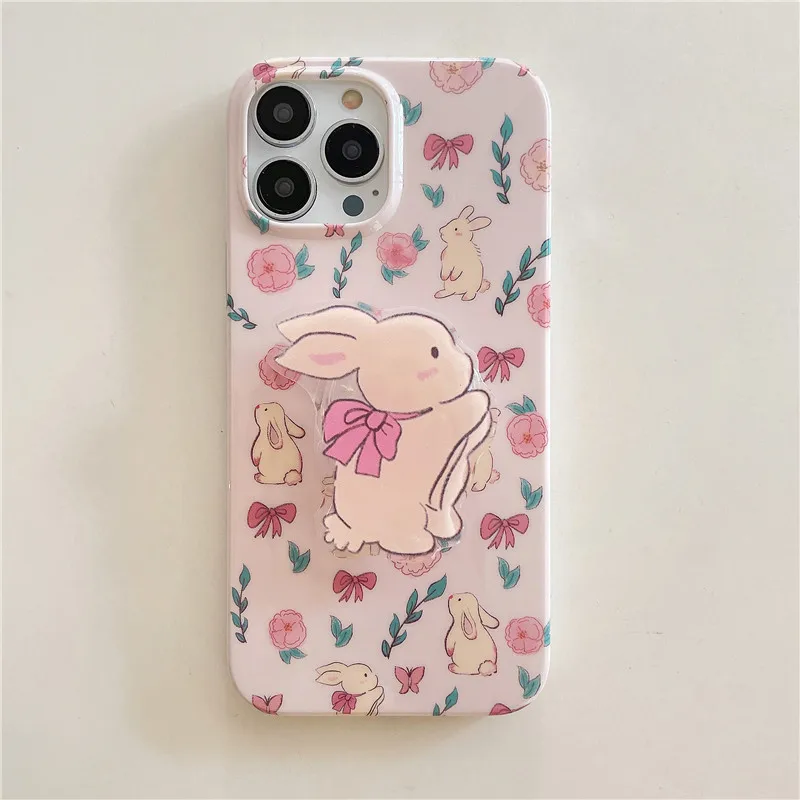 Per Iphone 14Promax Custodia Morbida Per Cellulare 2023 New Ins Net Red Pink Pattern Cartoon Rabbit 14Pro 13Promax 12 11 Xsmax Xr