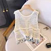 Knitted Vest Women  Spring Summer New Ethnic Style Diamond Plaid Sleeveless Seaside Vacation Hollowed Out Camisole Coats 4