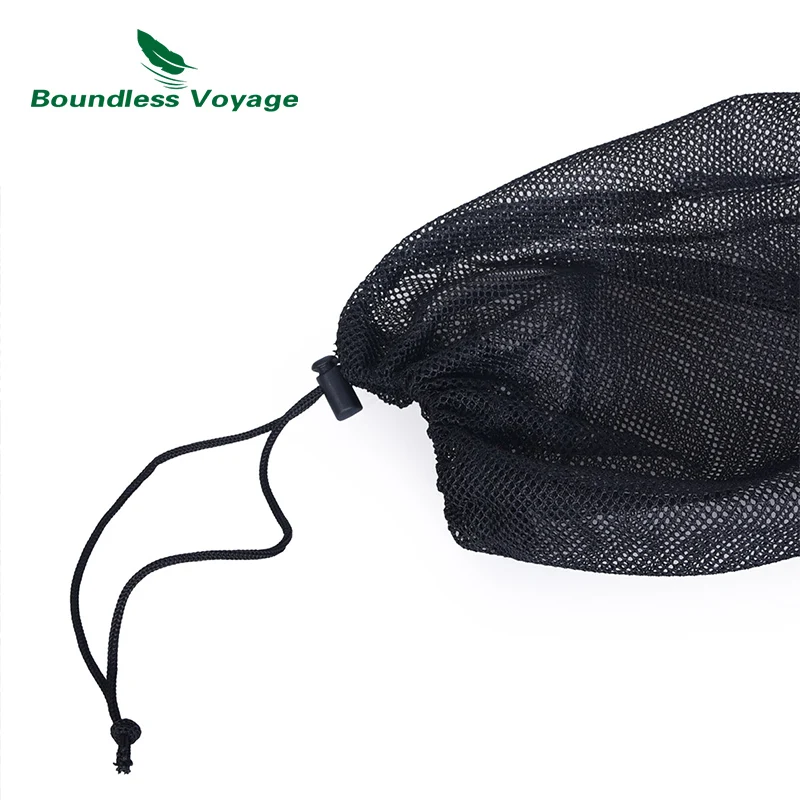 Boundless Voyage Durable Nylon Mesh Drawstring Bag for Cutlery Bottle Pot Pan Kettle Mesh Storage Ditty Bag Travel Stuff Sack