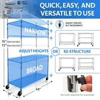 48 x 18x76 4000LBS Metal Shelves for Storage with Wheels Ideal for Garage Shelving 5 Tier Wire Shelving Rack for Kitchen Storage 2