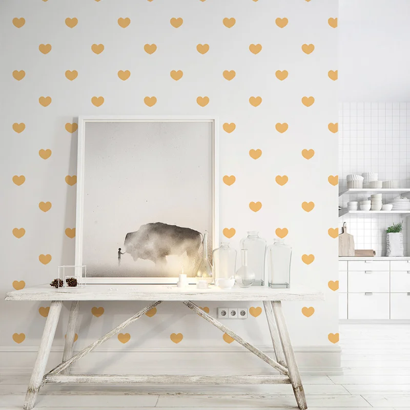 

Nordic Ins Room Decor Love Heart Wallpaper Blue Yellow Pink Baby Girl Bedroom Decor Wallpapers Non Woven Child Rooms Wall Paper
