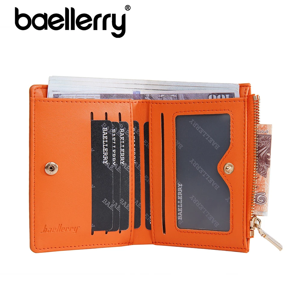 Baellerry Vegan Leather Short Purse 2025 - Secure Zippered Design, 4 Slot Card Wallet & Coin Pouch