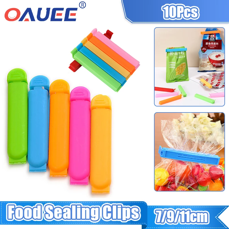10Pcs Food Sealing Clips Set Bag Clips Portable Kitchen Storage Food Snack Seal Sealing Sealer Clamp Plastic 7/9/11cm Bread Bag Clips Kitchen Bag Clips Sealing Clips Storage Bag Clips Bag Clips