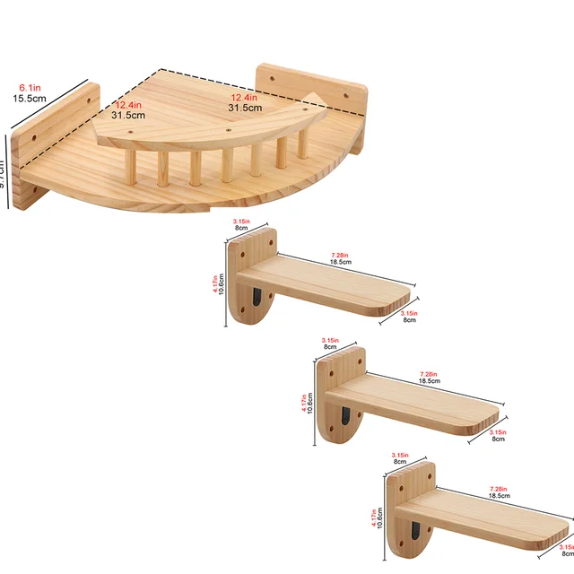 4 Pieces Cat Wall Mounted Shelves Set Corner Observation Platform with Small Jumping Platform for Kitten Climbing and Sleeping 6