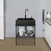Freestanding Stainless Steel Sink with Rotatable Faucet and Shelf Laundry Sink for Laundry Room Garage Kitchen Workshop 3