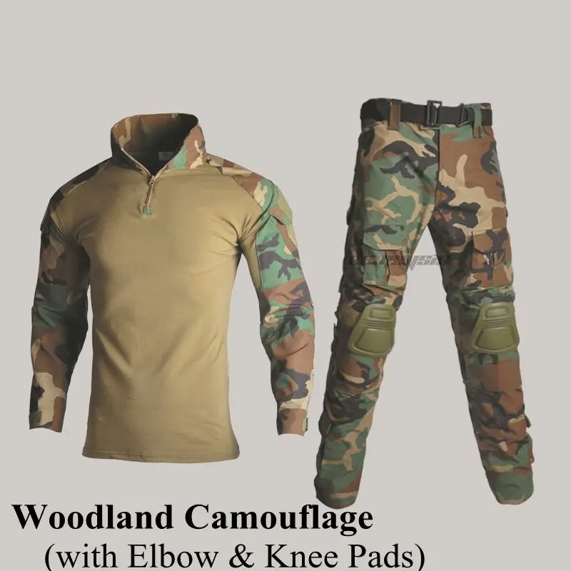 Hunting Clothing Set Camouflage Suit Tactical Uniform Combat Elbow Knee Pads tactical suit,combat uniform 12 Colors