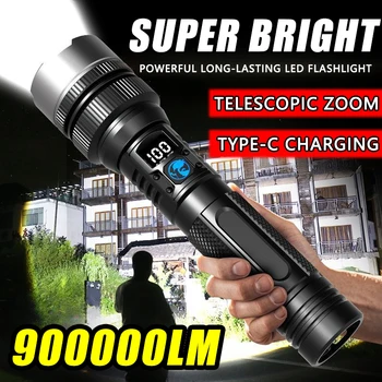 2000LM Super Bright LED Flashlight, USB-C Rechargeable with Digital Display Torch,Long Lasting for Outdoor Camping Emergency 1