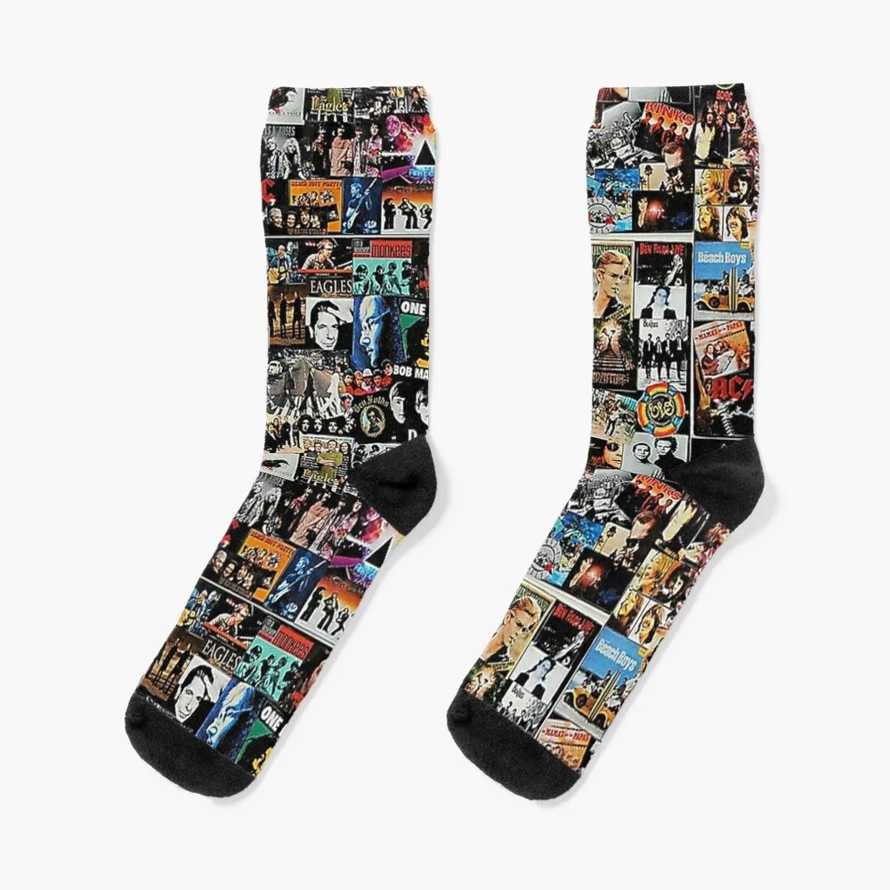 

ROCK COLLAGE Socks Heating sock cool bright garter Novelties Women Socks Men's