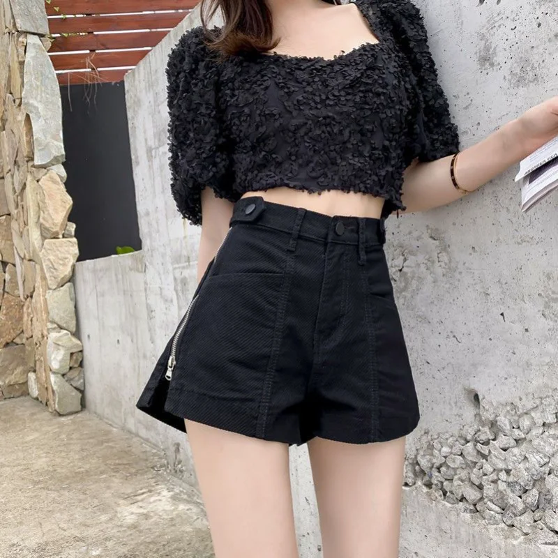 Short Pants for Woman To Wear Jeans Denim Women's Shorts Work White Office High Waist Cotton Korean Style Offer Free Shipping XL