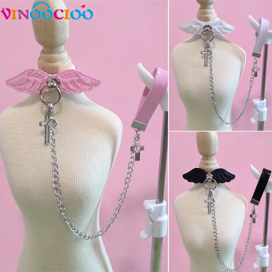 

BJD Doll Neck Collar Angel Wings Choker Doll Necklace for 1/3 1/4 1/6 Dollhouse Miniature Simulation DIY Doll Accesories