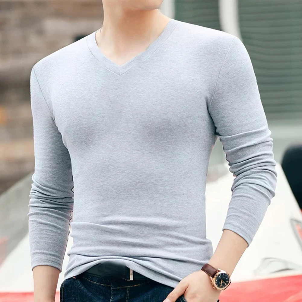 

Mens Baselayer blouse Autumn Casual Long Sleeve Muscle T Shirt V Neck Slim Blouse Tops Tee Undershirt Thermo Pullover