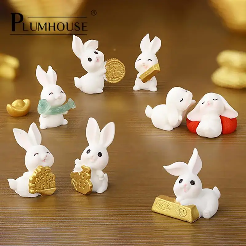 

Resin Small Bunny Kawaii Desktop Ornament Mini Chinese New Year The Rabbit Zodiac Creative Cake Decoration 2023 Micro Landscape
