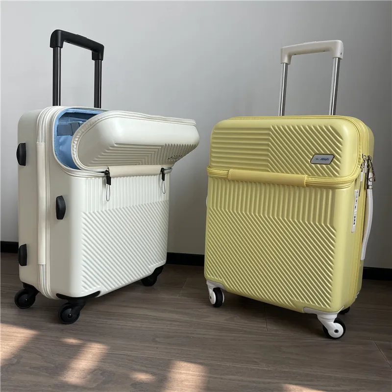 At forurene hektar Lade være med New charging luggage front opening boarding trolley luggage mute universal  wheel 20 travel trolley suitcase 24 inch