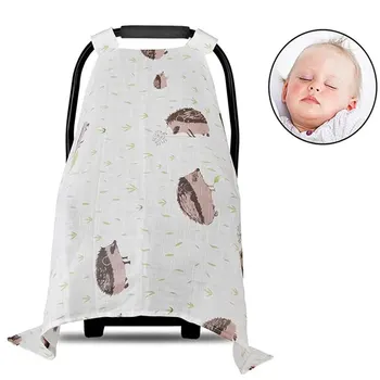코튼 카시트 캐노피 만화 패턴 유아 유모차, 경량 통기성 부드러운 안전 바구니 햇빛가리개 커버 상품 이미지