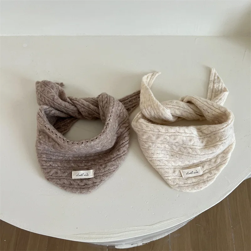 Korean Knitted Wool Scarf for Baby Winter Warm Cashmere Scarves for Boy Girl Cute Triangular Bandage Scarf Kids Neckerchief baby scarf wool scarf