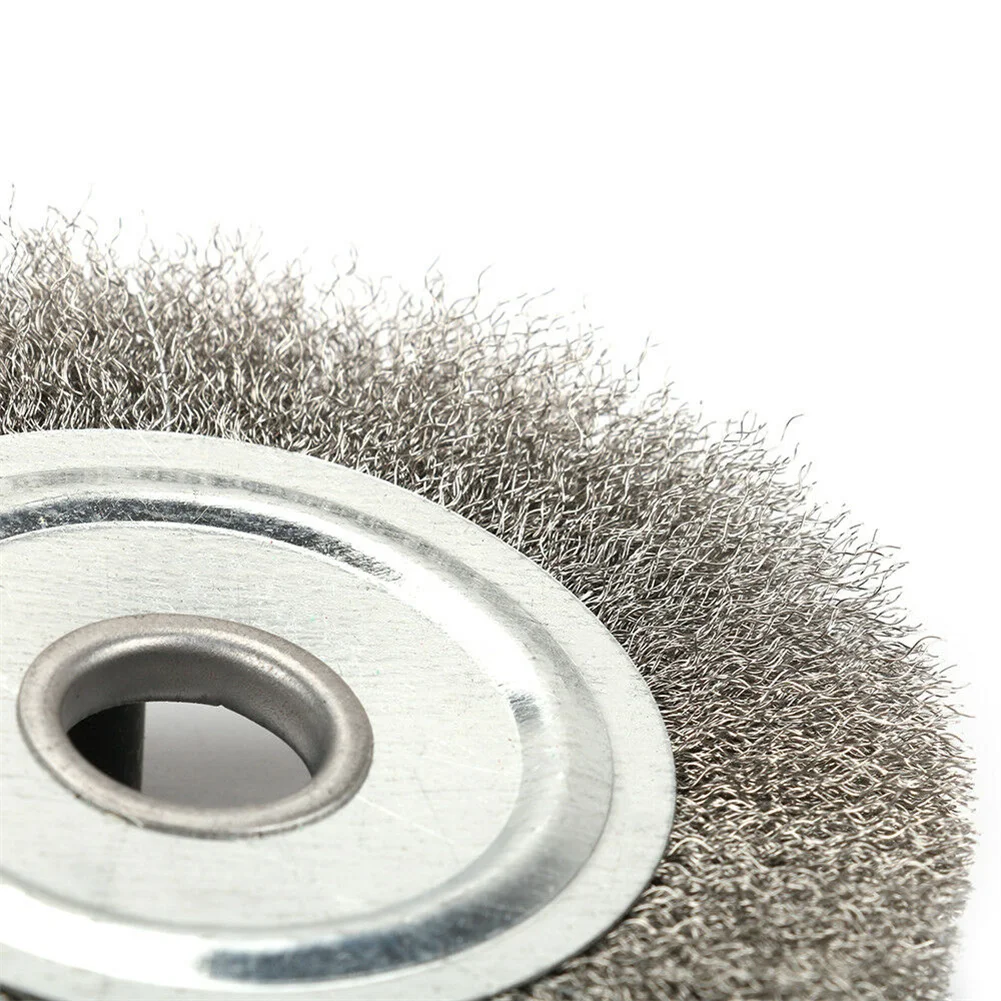 

1 Pcs Drill Brush 4Inch Flat Crimped Stainless Steel Wire Wheel Brush For Rust Removal 5/8in Bore Electrical Brush Accessories