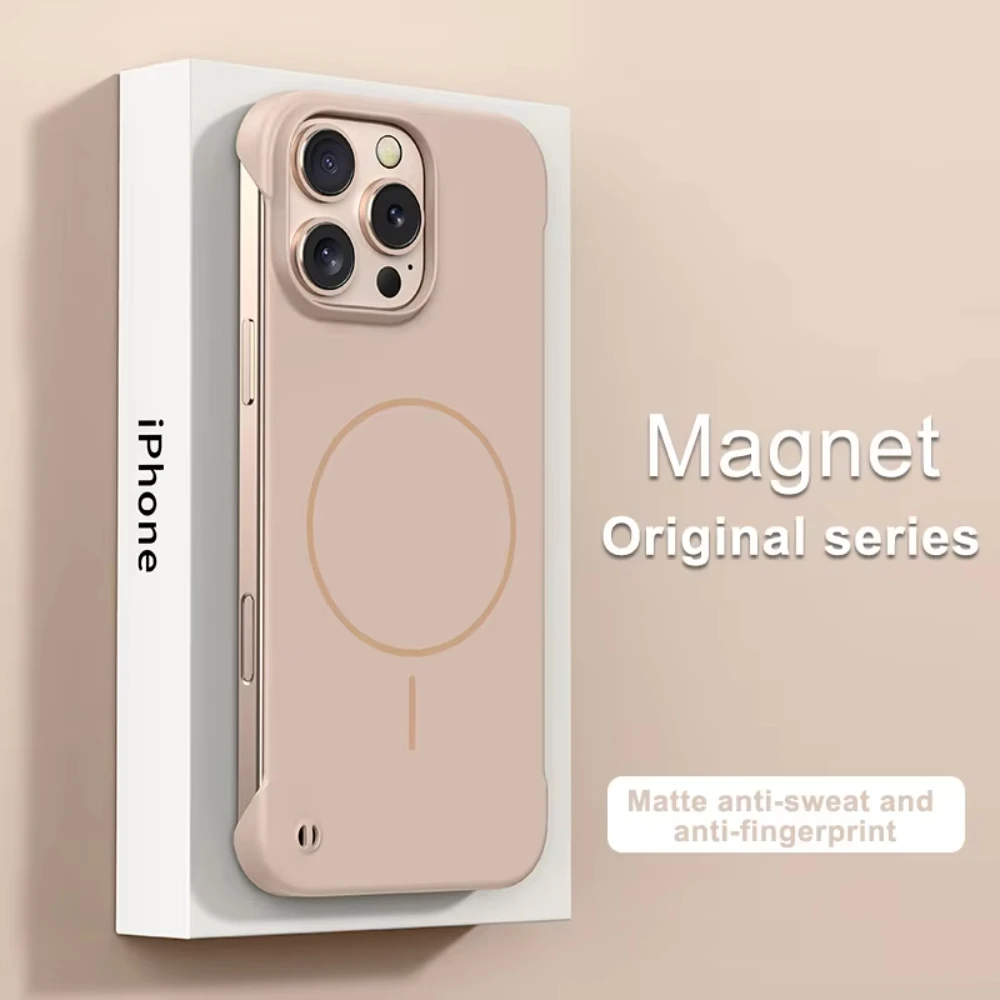 Frameless Matte Magnetic Shockproof Phone Case with Magsafe Compatibility