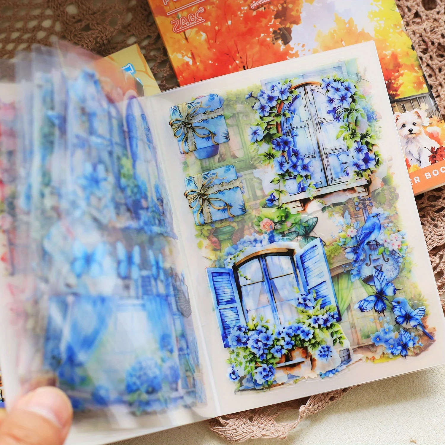 20 Blatt Blumen Fenster selbstklebende Aufkleber Scrapbooking Collage dekorative Aufkleber für Journal Kartenherstellung Kunst und Handwerk – Detail 4