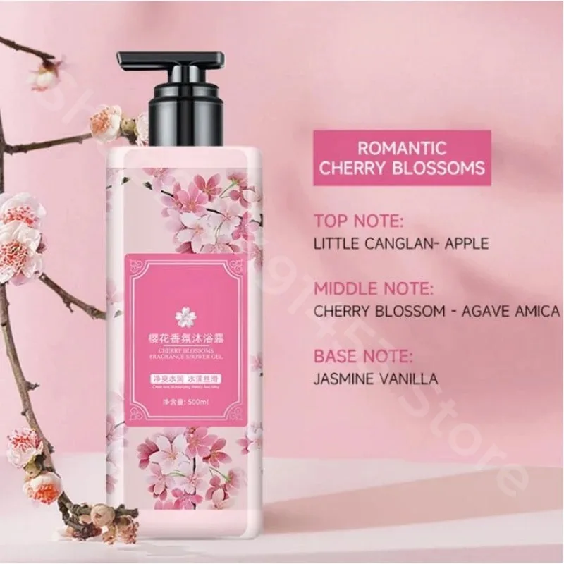 Sakura Lasting Fragrance Whitening Body Wash Shower Gel for Dark Skin Care Exfoliating Deep Clean Dirt Oil Control Moisturizing