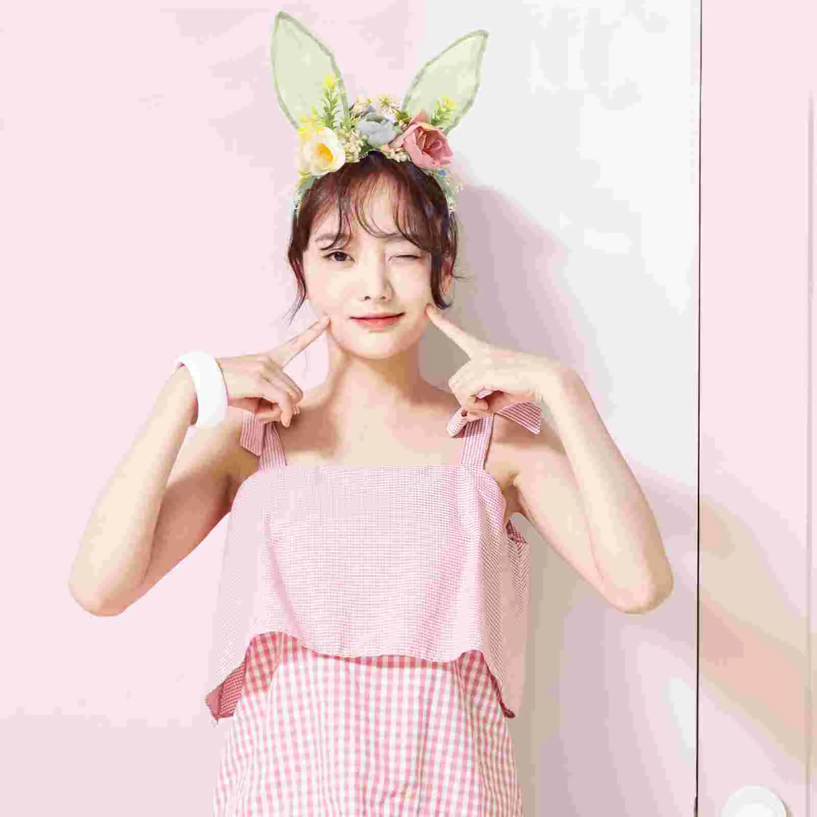 Bunny Accessories Rabbit Ear Headband Sweet Children's Artificial Flower Outdoor Photo Baby Headwear Party Hair Ears Fabric 2